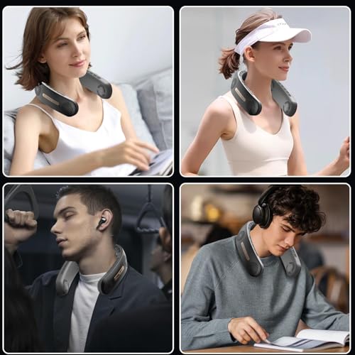 Image of Gaiatop Portable Neck Fan, 360 Cooling Hands-Free Bladeless Rechargeable USB Fan with 4 Motors & 3 Speeds, Ultra-Quiet Personal Cooling Fan for Indoor Outdoor Travel Office (Black)