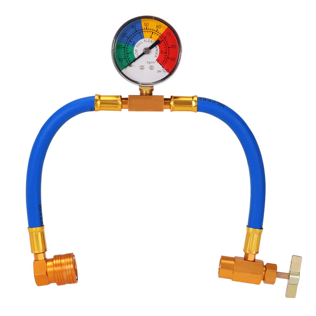 BESPORTBLE Auto R134A Refrigerant Charging Hose, Auto Refrigerant Charging Hose R134A Air Conditioning Refrigerant Charging Hose With Gauge 1/2 Inch Connection (1/2 thread for american and europe)