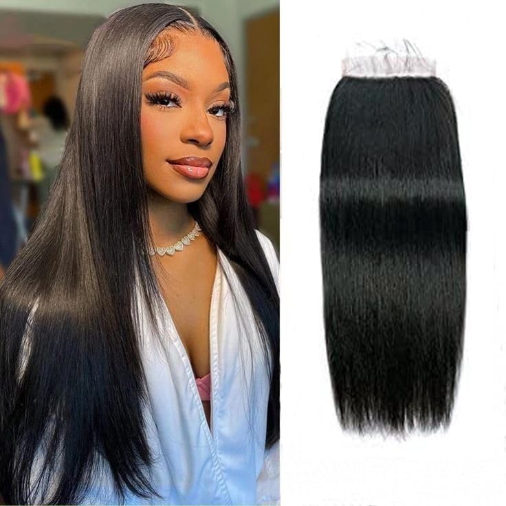 6X6 Closure Human Hair Pre Plucked With Baby Hair Straight 6 By 6 Lace Closure Transparent Lace Brazilian Virgin Remy Human Hair High Density Natural