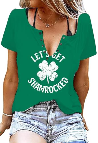 St Patricks Day Outfits for Women Sexy Green Lucky Irish Shamrock St. Pattys Day Shirts for Teen Girls(Green 5 XXL)