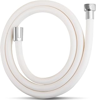 Ultra-Flex Shower Hose, Premium RV PVC Handheld Shower Head Hose Flex Hoses Extension with Brass Insert and Nut for Bathing Toilet Cleaning Pet Bathing 60 Inches Matte White