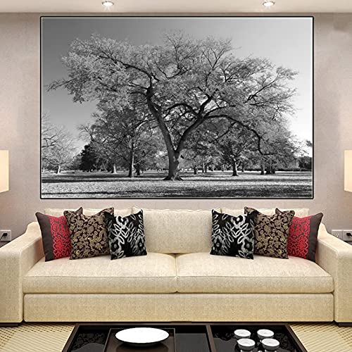 Grand arbre paysage toile art peinture moderne sans cadre salon 50x70