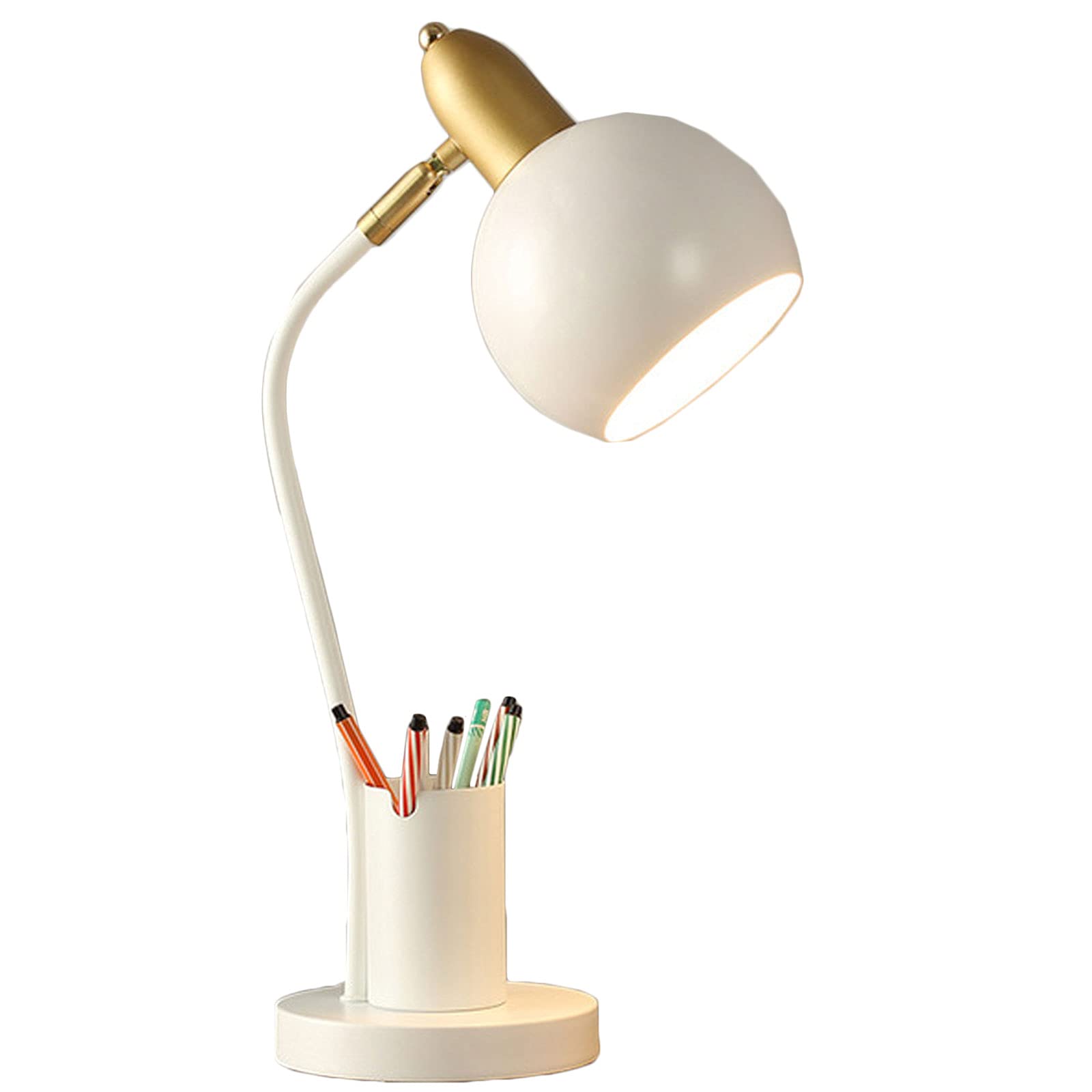 Portalápices Lámpara de Escritorio LED Protección Ocular Lámpara de Mesa Pequeña Lámpara de Mesa, Lámpara de Lectura Ajustable en ángulo para Estudio Oficina Sala de Estar,Blanco