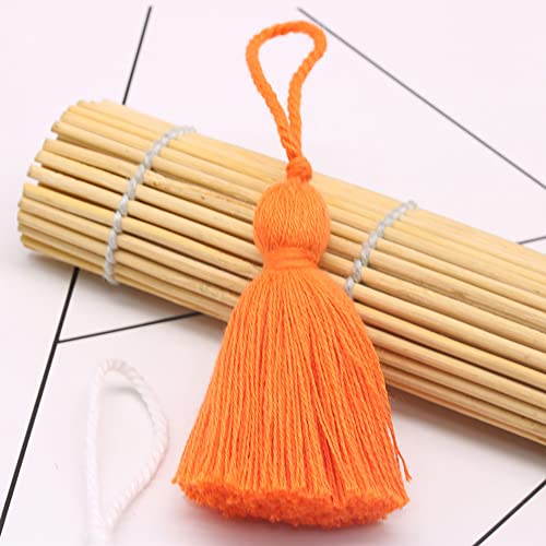 6 Pcs Handmade Diy Tassels 11Cm/4.3Inch Cotton Thread Craft Long Tassels For Diy Projects Home Decorations (Orange) #TOP2