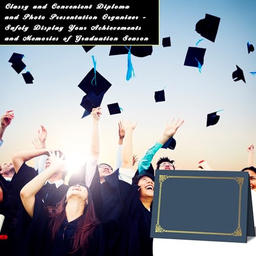 AKONEGE 30 Packs Certificate Holders, Navy Blue Diploma Holders, 350gsm, Certificate Covers with Gold Foil Border for Letter Size 8.5 x 11 Certificates, Cardstock, Award, Graduation, Document Papers