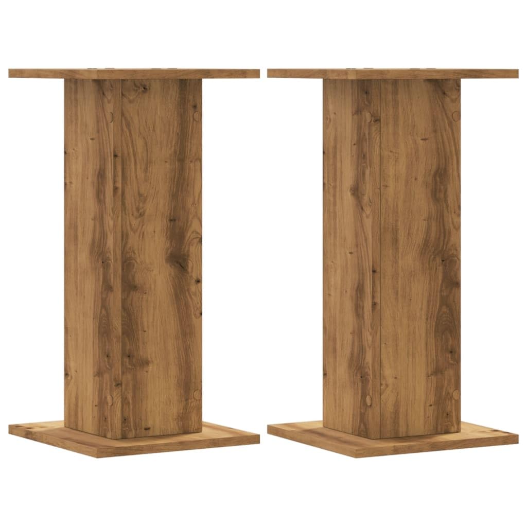 Pflanzenständer 2er Set Artisan-Eiche - Bluemensäule Holzwerkstoff für Pflanzkübel Dekosäule Eckig - 30x30x60 cm Belastbar bis 60kg Blumentopfständer Hohl Befüllbar