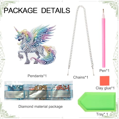 Image of AiYuanzsh Unicorn Horse Diamond Painting Hanging Kit, 5D Special Shaped Rhinestones Acrylic Suncatcher DIY Diamond Art Kit for Adults, Rainbow Wings Ornament for Wall, Window, or Garden Decor
