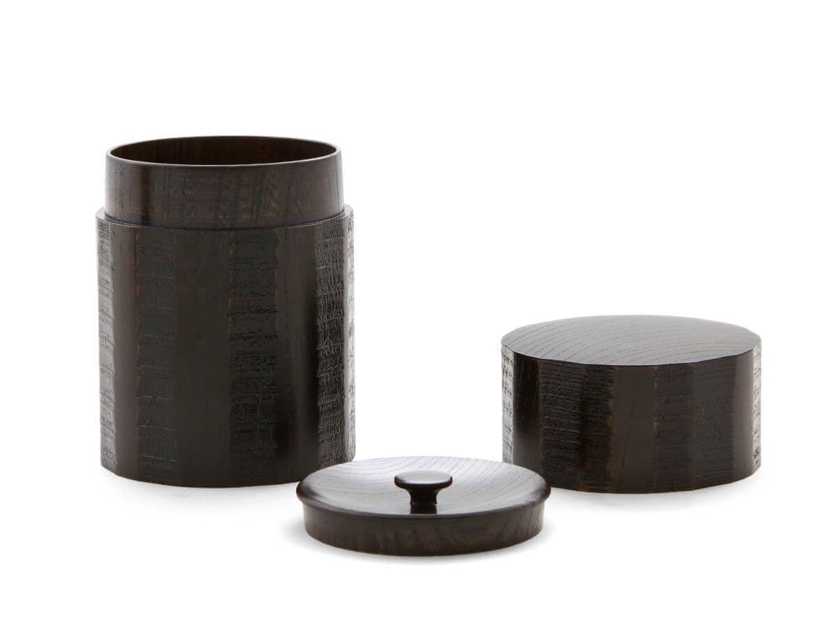 japanische Teedose ca. 150g losen Tee, Urushi Nuri, schwarz, Holz. Aroma-Deckel, von Hand gefertigt, Geschenk-Verpackung