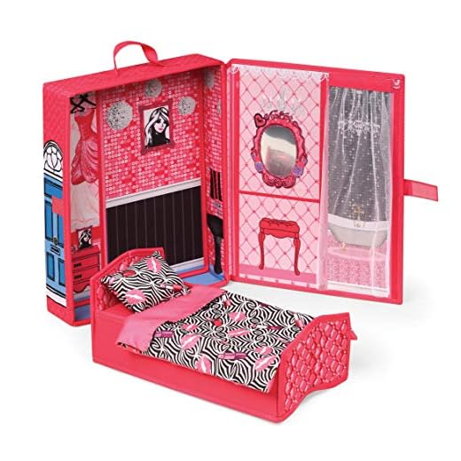 Badger Basket Home & Go Dollhouse Playset Travel & Storage Case with Pop-up Bed for 12 inch Fashion Dolls