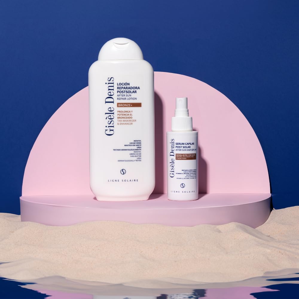 GISÈLE DENIS - Aftersun Bronze +, 400 ml, Crema Cuerpo, Cuidado de la Piel, Loción Reparadora Postsolar, con Inositol, Caviar Verde, Urea y Manteca de Karité, Nutre, Hidrata y Repara la Piel