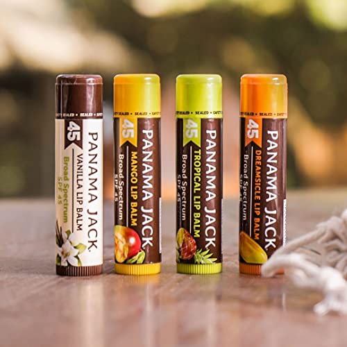 Panama Jack Sunscreen Lip Balm - SPF 45, Flavor Pack, Broad Spectrum UVA-UVB Sunscreen Protection, Prevents & Soothes Dry, Chapped Lips (Dreamsicle/Vanilla/Tropical/Mango) - Image 6