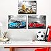 Car Poster Decor Black and White Wall Art Framed Car Art for Men Boys Bedroom Décor Sports Posters Landscape Office Room Decor Gift for Teen Boys