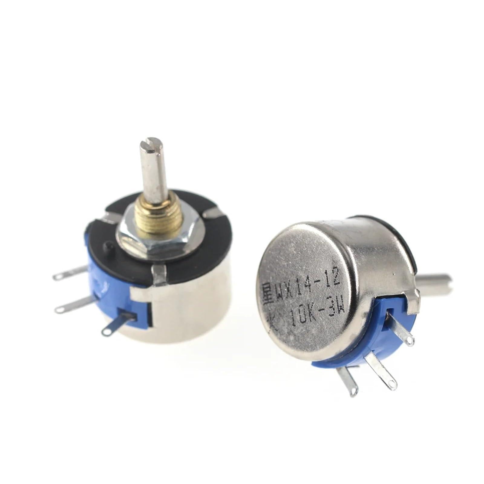 Lot de 5 potentiomètres bobinés WX14-12 3 W, sans verrouillage, 470 ohms, 1 K, 2 K, 2 K, 4 K, 7 K, 10 K(10K Ohm)