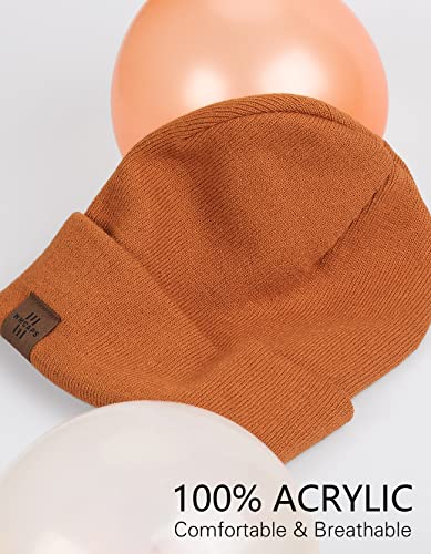 Winter Beanie Hat Acrylic Winter Hats For Women Men Soft Warm Unisex Cuffed Beanie (Dark Orange) #TOP1