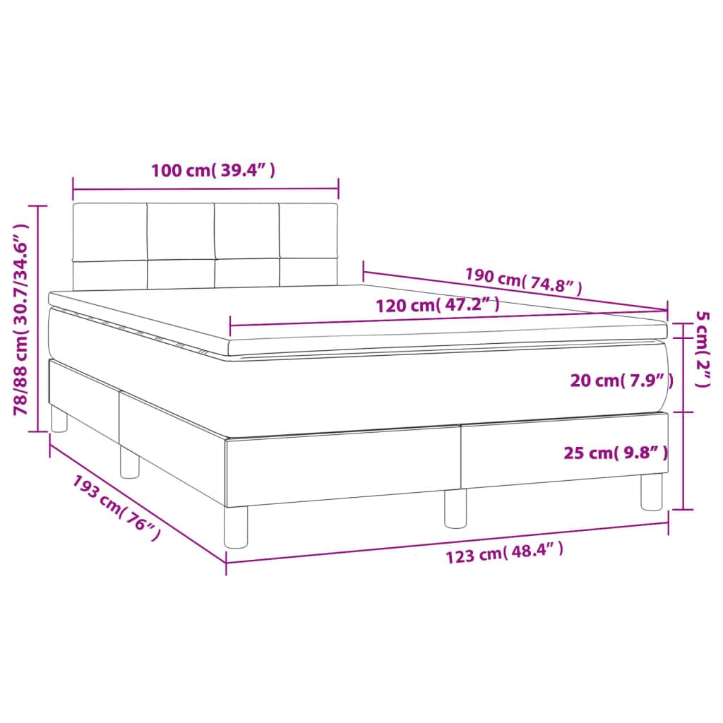 Atmungsaktiver Stoff verstellbares Kopfteil Boxspringbett Creme 120x190 cm