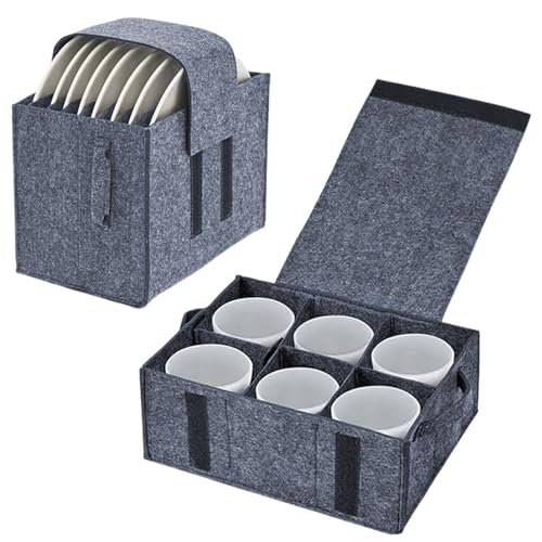 Cathpetic 1 porta piatti per roulotte + 1 portabicchieri, accessori per camper da cucina, organizer portatile in feltro per piatti