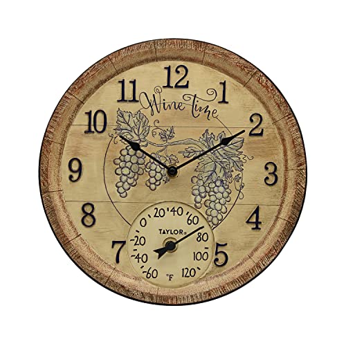 Taylor 92690T Wine Time Poly Resin Indoor And Outdoor Clock And Thermometer cover