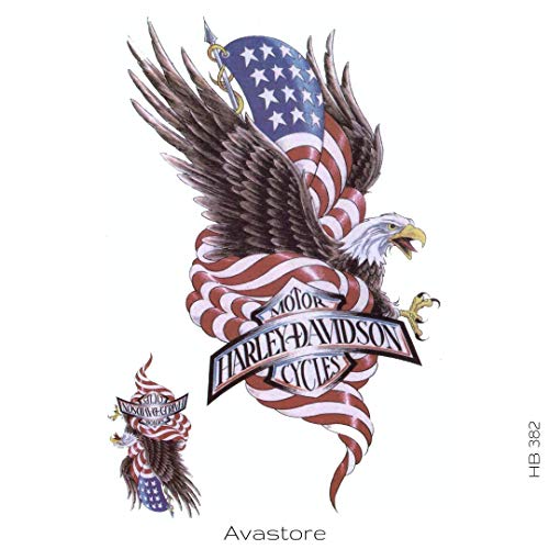 Tatouage Temporaire Homme AIGLE Royal Drapeau Américain Motard Tatouage Éphémère pour Homme AIGLE Américain - AVASTORE Cover