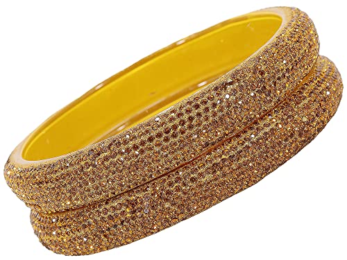 Image of NMII Glass with Zircon Gemstone and Glitter Kada Set For Women and Girls