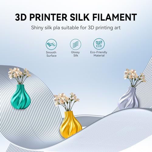 Image of SUNLU 500g Silk PLA Filament Refill, Silk PLA Plus Refill 4 Packs, No-Spool 3D Printer Silk Filament 1.75mm 2KG for Reusable Spools, Compatible with Bambu Lab 3D Printers, 0.5KG /Roll Silk Silver