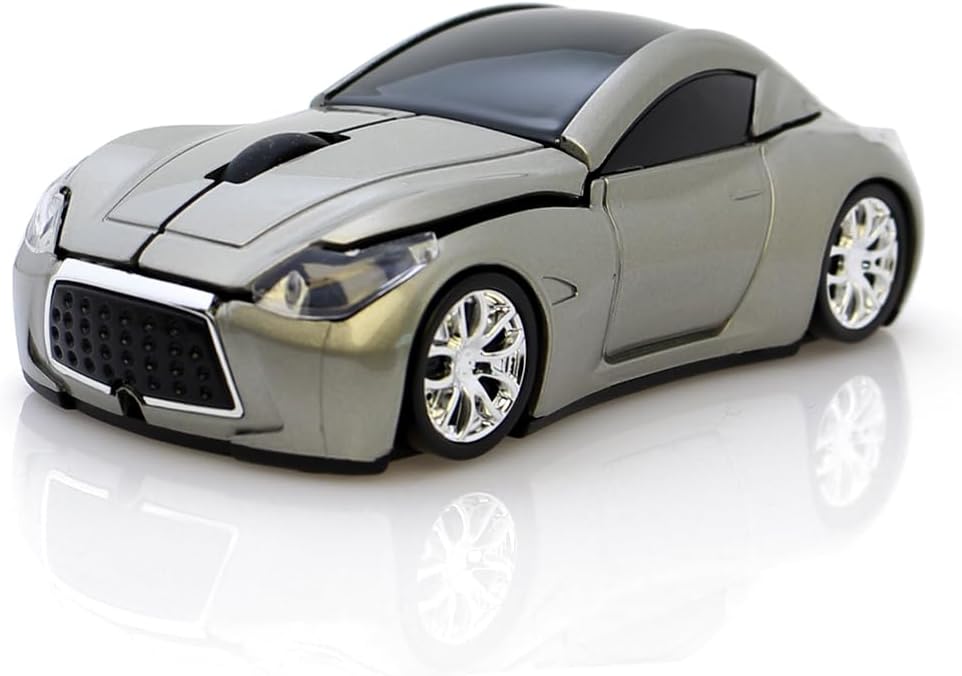 Computer Wireless Mouse Car Shape Optical Mice USB 2.4Ghz for PC Laptop (Gray)