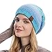 Produktbild BKPAPTXY Strickmützen für Frauen Mädchen Süßer Stil Farbverlauf Tie-Dye Round Top Ohrenschutz Winddichte Warme Mütze (Farbverlauf Blau, One Size)