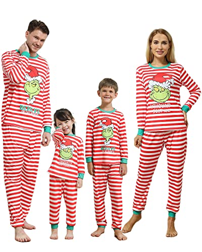 Kouric Pigiama Natale Famiglia Set 2022, Pigiama Natalizio Comodo Girocollo Manica Lungo a Due Pezzi con Stampa Pigiama Donna Pigiama Uomo per papà Mamma Bambino e Coppia Man XL