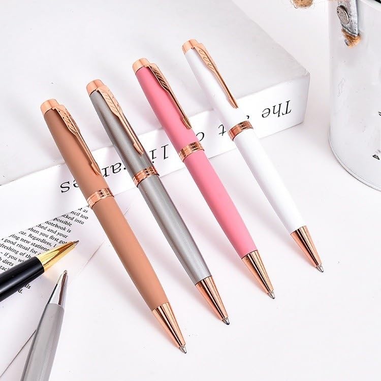 Pack De 5/10/20/50 Bolígrafos Metálicos Lujo Giratorios Oro Rosa Recargables Aceite Con Recambio Reemplazable Regalos Empresariales Para Oficina Y Corporaciones(White,50-piece set)