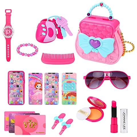Yideng 17 Pcs Kids Makeup Kit for Girls, Girls Play Pretend Washable Makeup Toy Set with Plastic Cosmetic Bag, Real Makeup Toy for Kids Play Game Halloween Xmas Birthday Party Age 3+ Year Olds Girls Cover