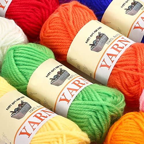 Image of Yinsun 12 Christmas Skeins Acrylic Yarn Mini Craft Yarn 100% Acrylic Yarn for Crocheting, Starter Crochet Bulk Yarn for Child, Adult Knitting Crochet & Crafts (12 x 15g)