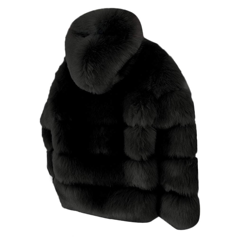 Generisch Chaqueta de forro polar para mujer, falso, invierno, con capucha, chaqueta falsa, cálida, gruesa