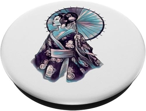Miniatura 2 de JAPANESE GEISHA PARASOL pretty Tattoo art samurai PopSockets Standard PopGrip