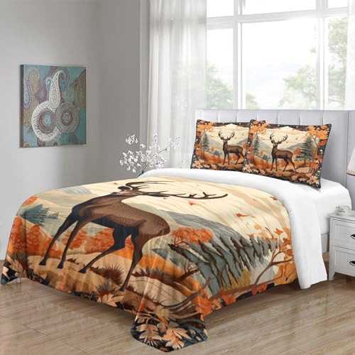Housse de couette cerf 200x200 cm avec taies d'oreiller lit double - 5