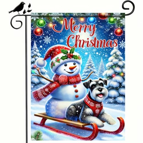 Image of BlissYard Christmas Schnauzer Dog Garden Flag 12x18 Inch Polyester