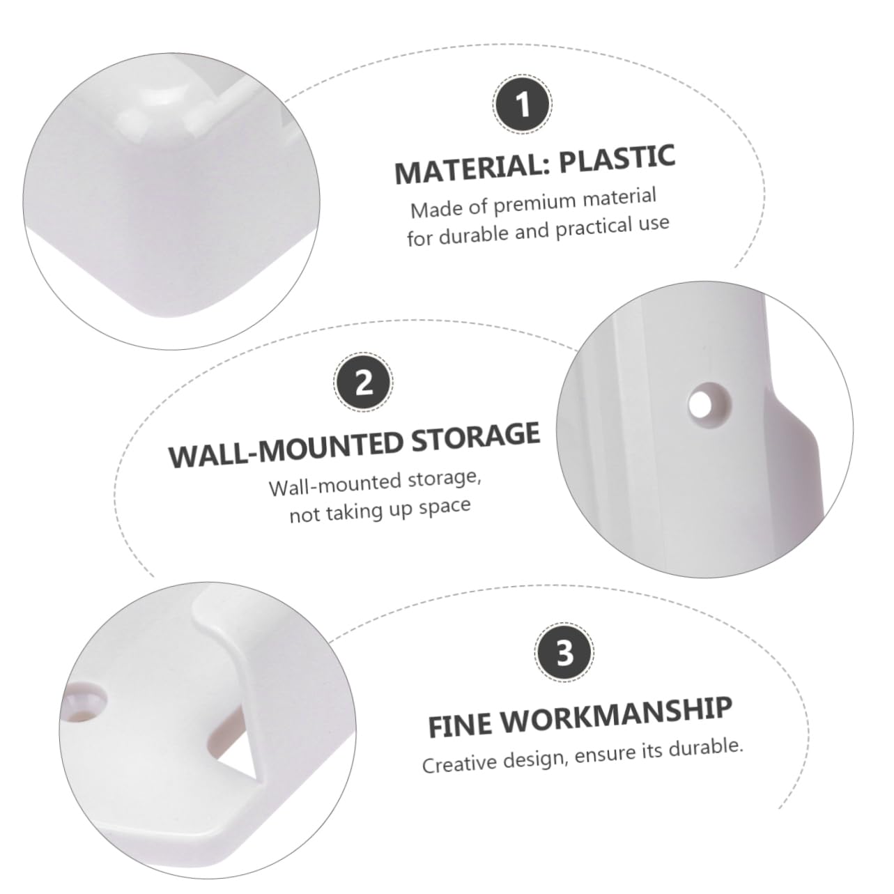 2 soportes de pared para mandos a distancia de plástico blanco creativo para mandos a distancia, solución de almacenamiento ordenada para el hogar, diseño simple, accesorio que ahorra espacio