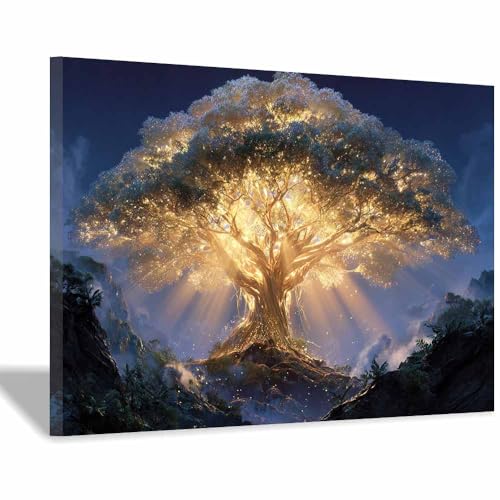 Montagne de l’arbre sacré tableau decoration murale HOQIU 60x80 multicolore