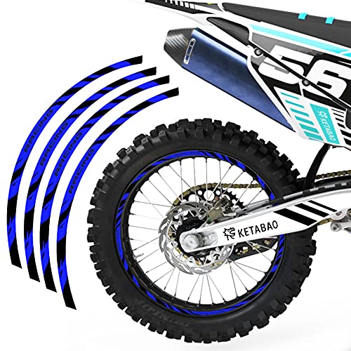 KETABAO Dirt Bike Rim Tape W02 Decals Stickers Protector 21 19 inch Compatible with YZ 250F 450F YZ125 YZ250 20 (Blue)