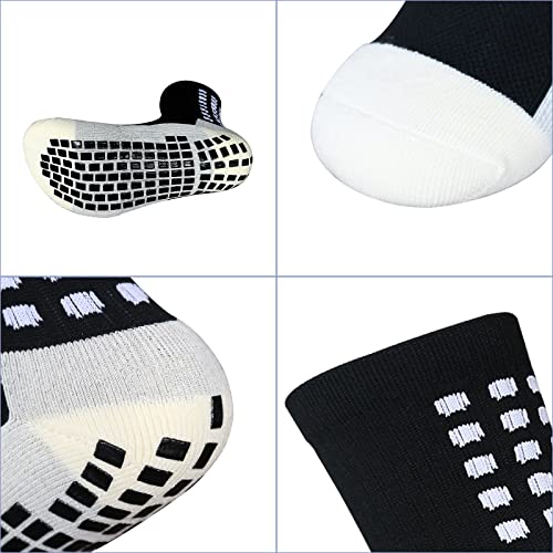 Yufree Sun Men's Soccer Socks Non Skid Ball Socks Anti Slip Non Slip Grip Pads For Football Basketball Sports Grip Socks, 4 Pair Black #TOP4