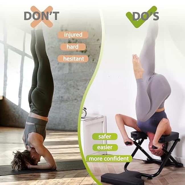 BODY RHYTHM Yoga Headstand Bench, Yoga Inversion Chair, Headstand Trainer for Relieve Stress, Improve Sleep & Digestion and Strength Training, Ideal for Home Workout, Fitness and Gym