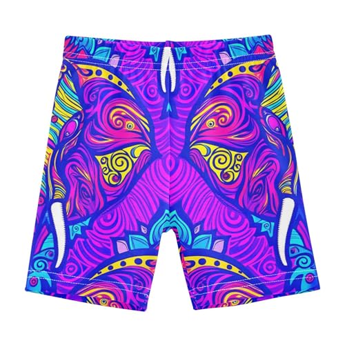 Toddler Girls Biker Shorts Cotton Under Dress Shorts Funny Psychedelic Ethnic Elephant Purple Dance Clothes 4t