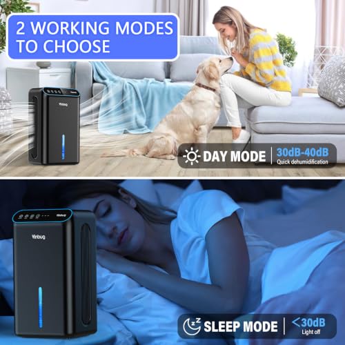 Image of Dehumidifier for Home (98 OZ, 1000 sq ft), Small Quiet Dehumidifiers with Drain Hose, Auto Shut-Off, Sleep Mode, 3 Timer Modes, for Bedroom, Bathroom, Basement (CT6-Light Black)