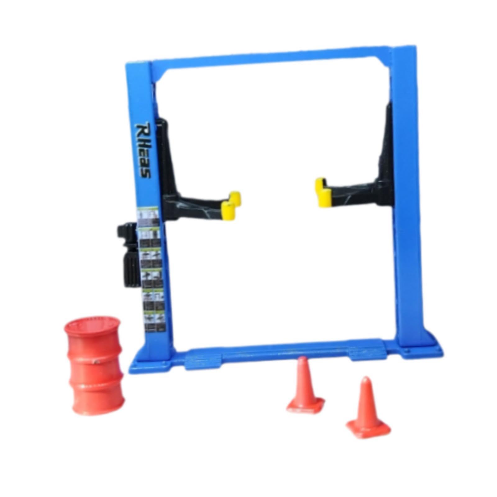 harayaa 1/64 Diorama Garage Accessories Miniature Realistic Car Lift Simulation Architecture Model Maintenance Tool Auto Shop, Blue Lift