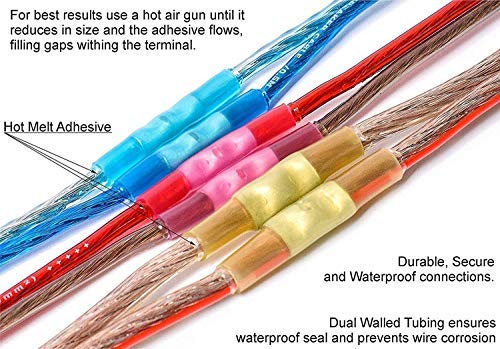 125 Connettori Termorestringenti Geepro - Impermeabili, Per Cavi 22-10GA (50Rosso, 50Blu, 25Giallo) - Foto 7