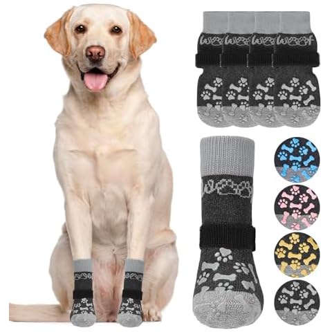 KOOLTAIL Dog Socks for Hot/Cold Pavement to Prevent Licking Paws,Dog Boots&Paw Protector for Hardwood Floors Anti Slip,Traction Control No Twist Grip Booties for Small Medium Large Senior Dogs L Cover