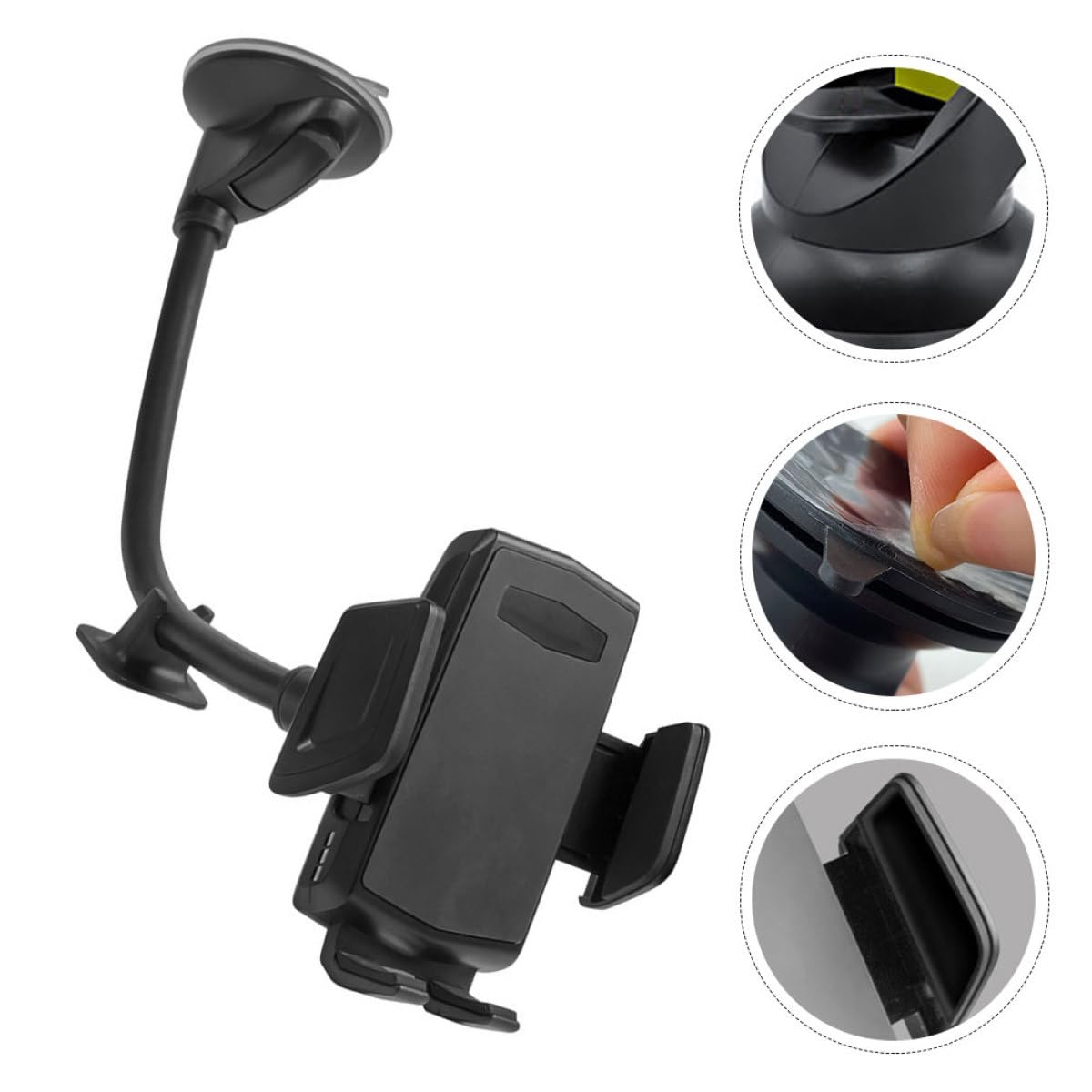 Tofficu Supporto Telefono Auto Ventosa Antiscivolo Stabile per Smartphone Navigazione Sicura Cruscotto Nero