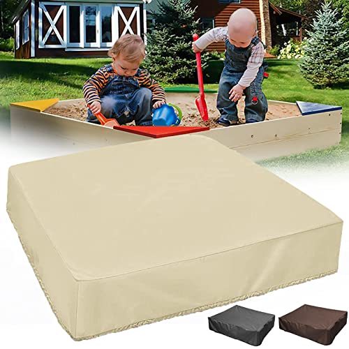 Couverture de Bac à Sable Imperméable 210D Oxford Housse de Protection pour Bac à Sable avec Cordon de Serrage Bâche de Bac à Sable Auvent pour Bache à Sable Jardin, 200x200x20cm,Beige