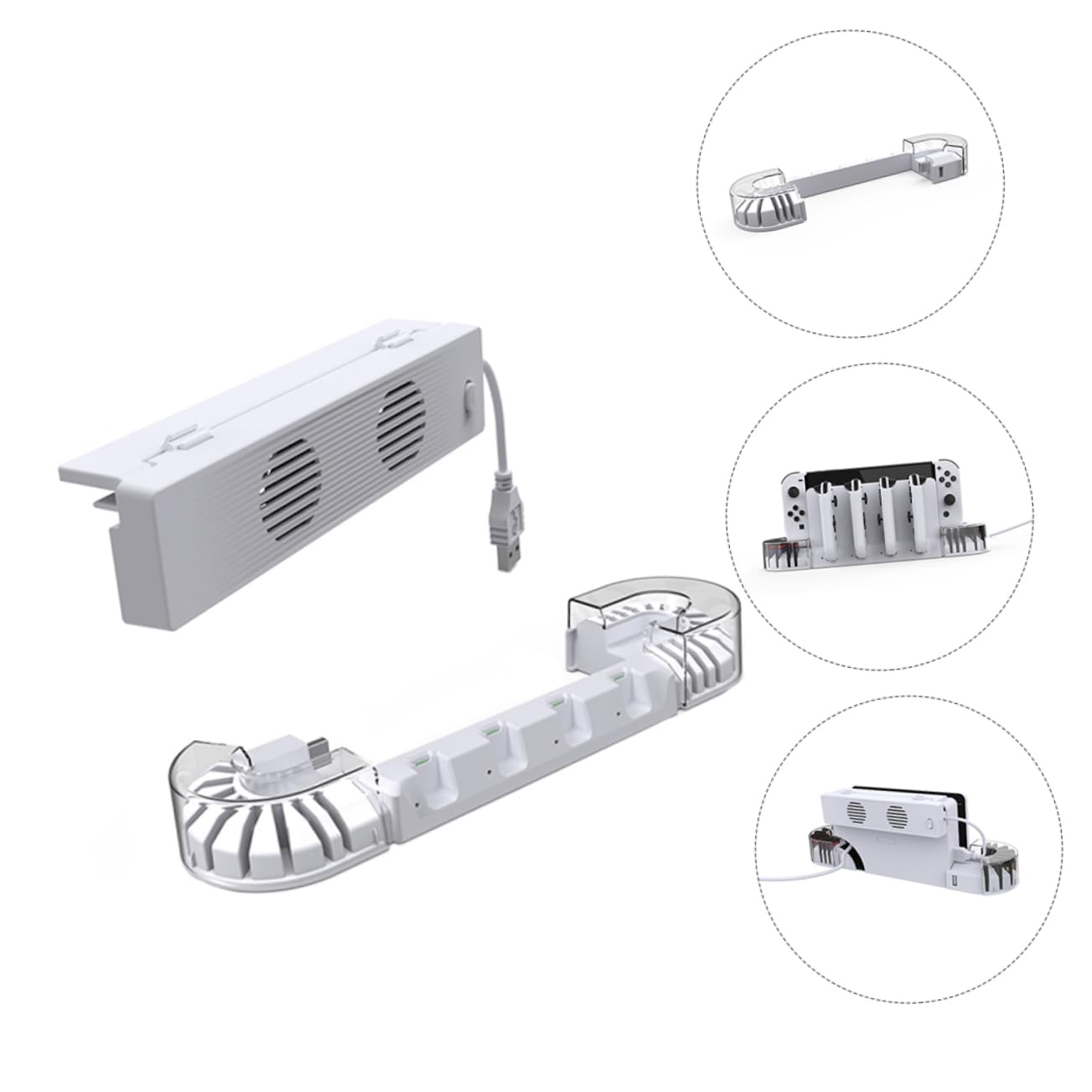 Hemobllo Station De Charge Compatible avec Manette De Jeux Switch OLED Chargeur De Manette De Jeux Et Support De Cartes De u