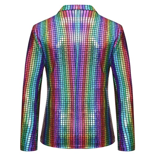 Men's Plaid Shiny Metallic Blazer Jacket Two Button Slim Fit Casual Sport Coats Wedding Banquet Prom Suit Jacket2