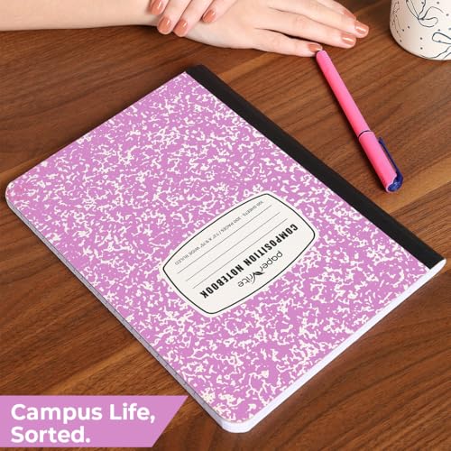Paper Rite Assorted Marble Composition Notebook Wide Ruled (9.75x7.5 in), 100 Sheets | 200 Pages | For School, Office, Students, Teachers (4, Pink) - Image 7