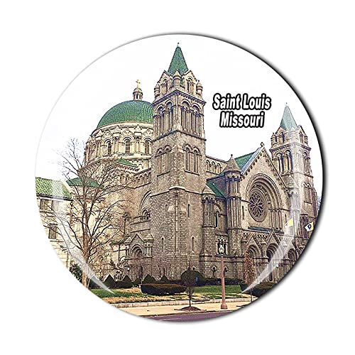 Missouri America 3D Cathedral Basilica of Saint Louis Fridge Magnet Souvenir Crystal Glass Magnet Travel Souvenir Collection Gift Home Kitchen Decoration